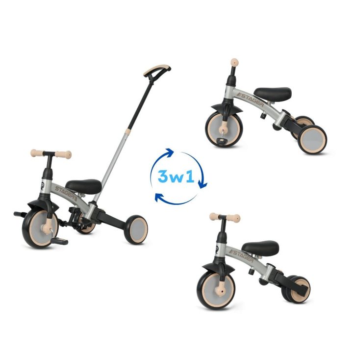 Triratukas vaikams Milly Mally Stager 3in1, sidabrinis