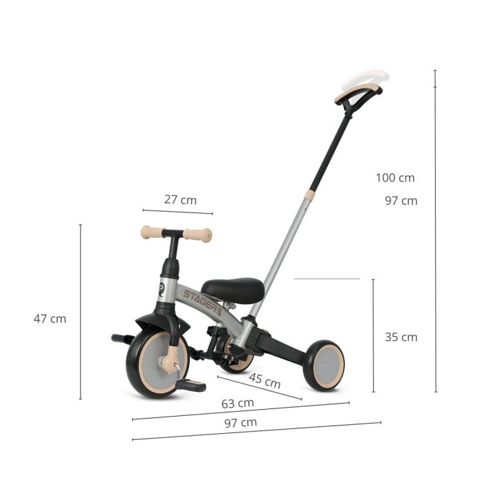 Triratukas vaikams Milly Mally Stager 3in1, sidabrinis