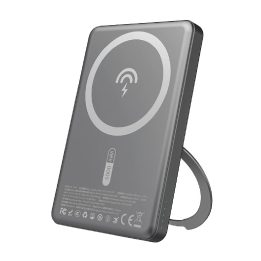 K28S 5000mAh magnetinė išorinė baterija su stovu, pilka