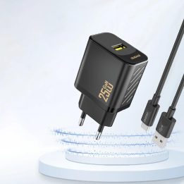 25W GaN USB-A įkroviklis – juodas