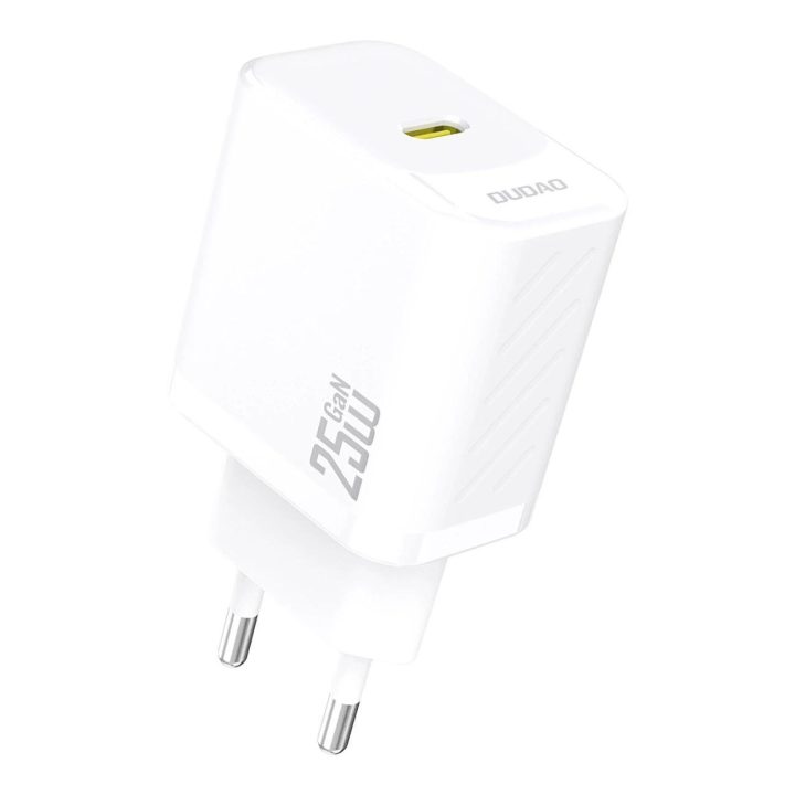 25W GaN USB-C sieninis įkroviklis – baltas