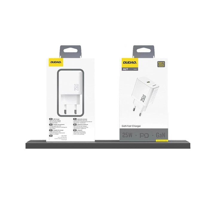 25W GaN USB-C sieninis įkroviklis – baltas