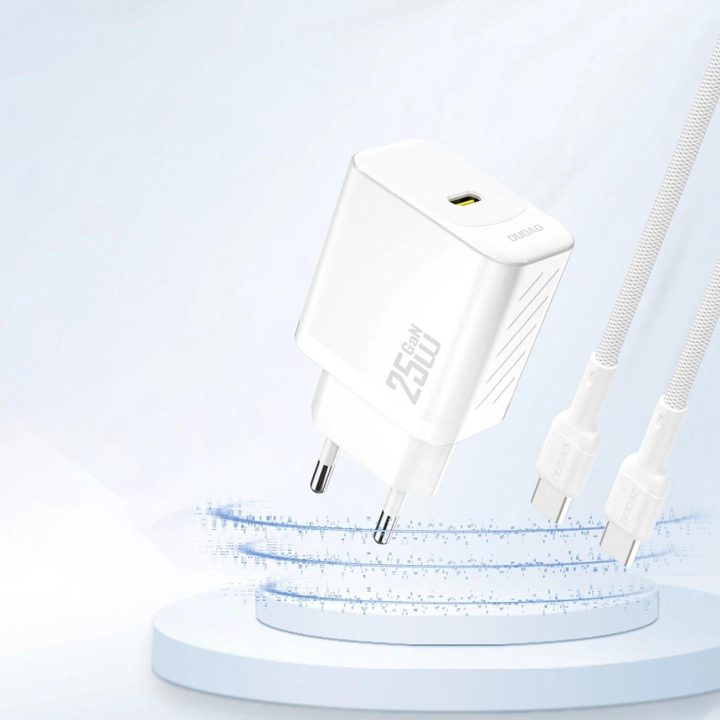 25W GaN USB-C sieninis įkroviklis – baltas