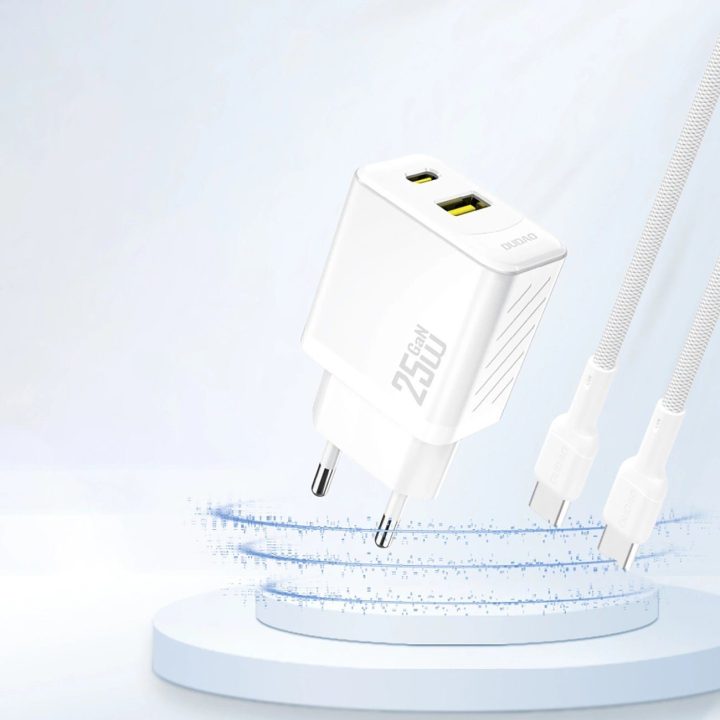 25W USB-A ir USB-C įkroviklis (balta)