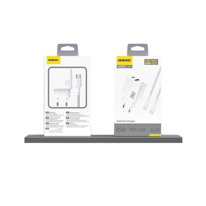 25W USB-A ir USB-C įkroviklis (balta)