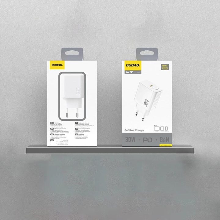 30W GaN USB-C sieninis įkroviklis (baltas)