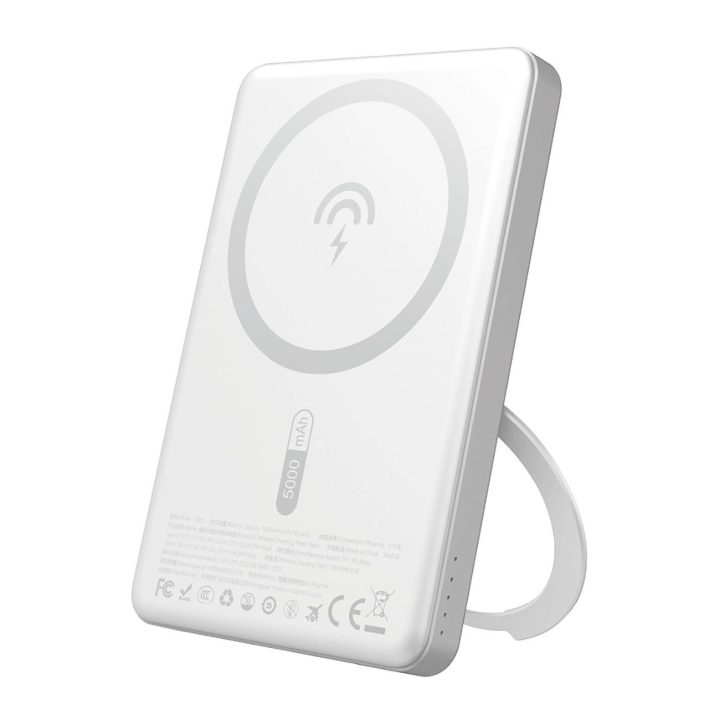 Magnetinis išorinis akumuliatorius 5000mAh su PD 20W ir stovu – sidabrinis