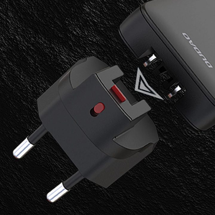 Itin plonas 65W GaN kelioninis įkroviklis (USB-C / USB-A) – juodas