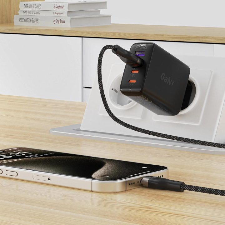 Acefast C11-04 USB-A į USB-C 3A kabelis 1,2 m, magnetinis, juodas
