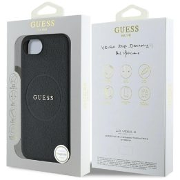 Guess juodas PU odos dėklas su MagSafe iPhone 16e