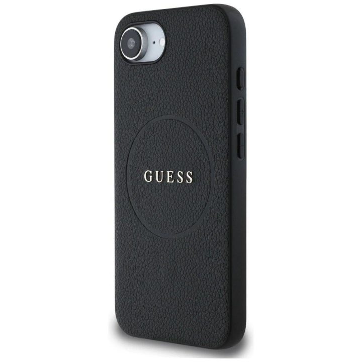 Guess juodas PU odos dėklas su MagSafe iPhone 16e