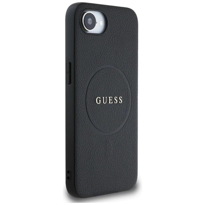 Guess juodas PU odos dėklas su MagSafe iPhone 16e