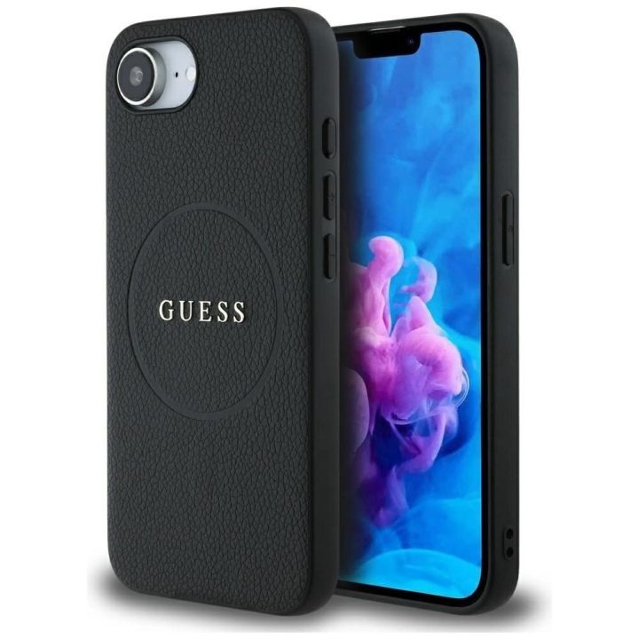 Guess juodas PU odos dėklas su MagSafe iPhone 16e