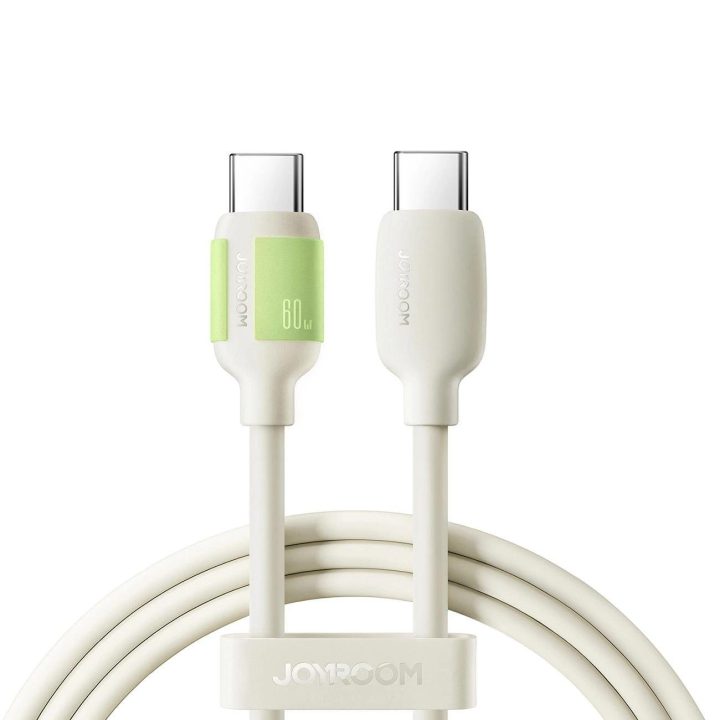 60W USB-C į USB-C laidas su šviečiančiu galu, 1.2 m, smėlio spalvos