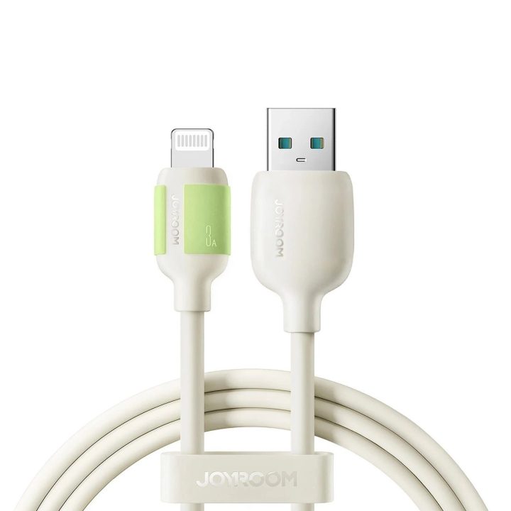 3A USB-A į Lightning įkrovimo laidas su šviečiančiu galu, 2 m, smėlio spalvos