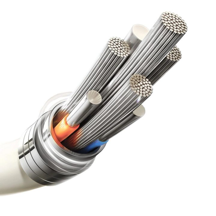 3A USB-A į Lightning įkrovimo laidas su šviečiančiu galu, 2 m, smėlio spalvos