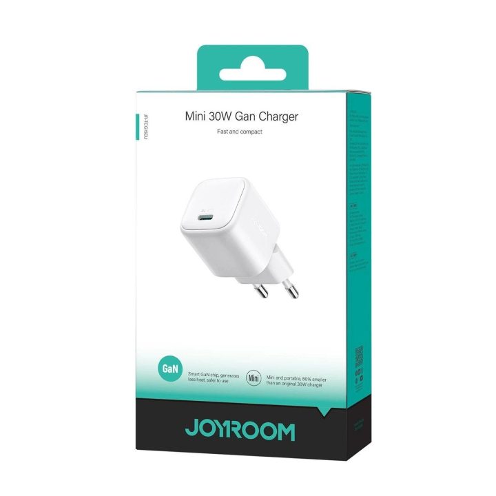 30W GaN USB-C sieninis įkroviklis (baltas)