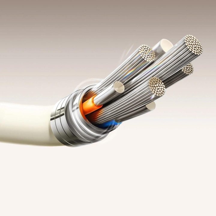 3A USB-A į USB-C laidas su šviečiančiu galu, 2m, smėlio spalvos