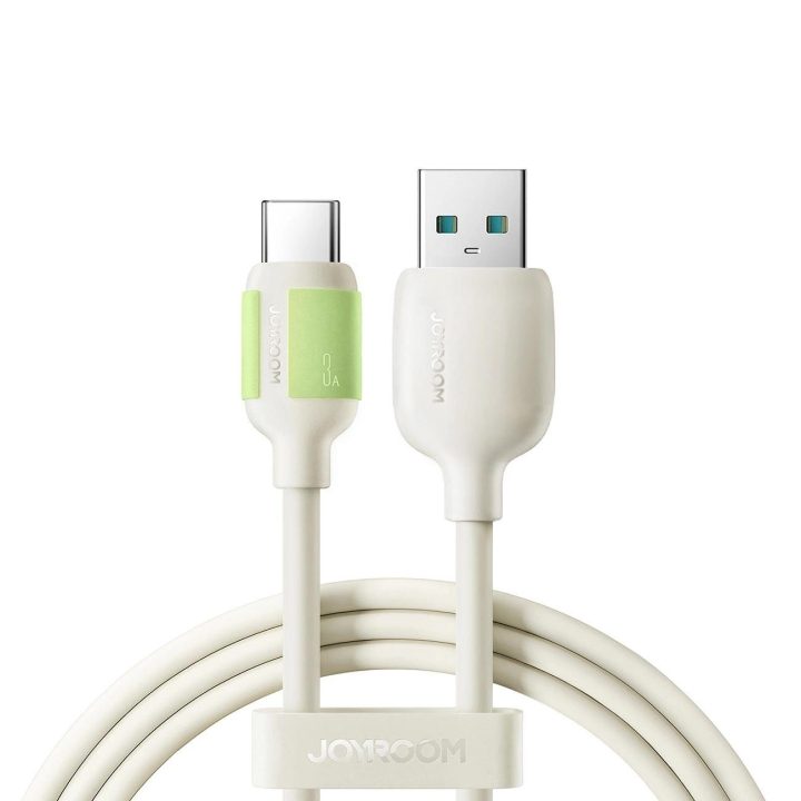 3A USB-A į USB-C laidas su šviečiančiu galu, 2m, smėlio spalvos