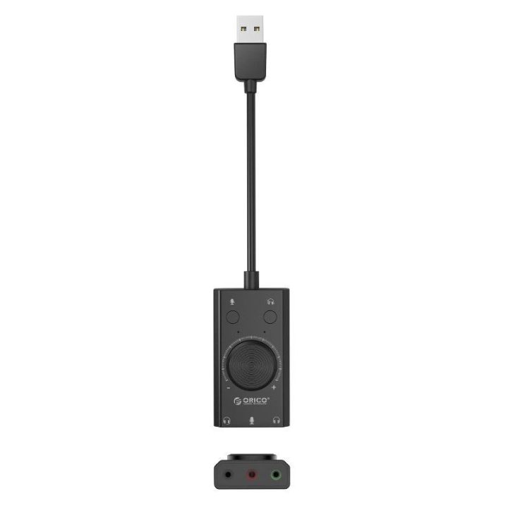 Orico SC2 išorinė daugiafunkcė garso plokštė su USB-A, juoda