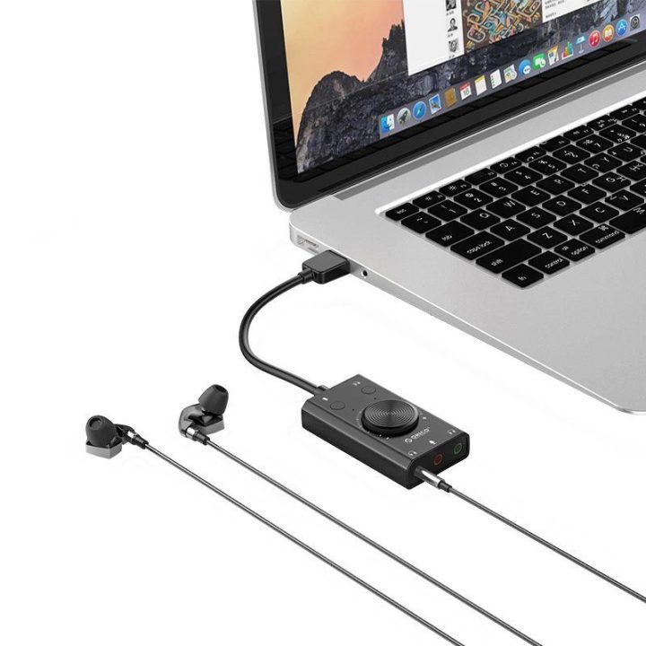 Orico SC2 išorinė daugiafunkcė garso plokštė su USB-A, juoda