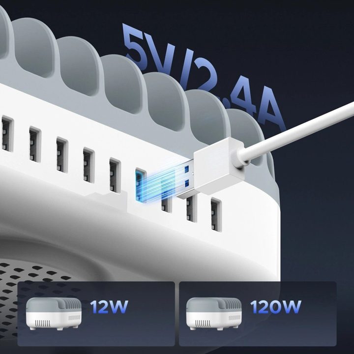 Orico išmanioji įkrovimo stotelė, 10 x USB-A, balta