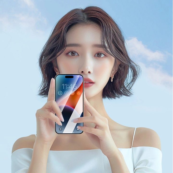 Grūdintas stiklas “ su antirefleksine danga, skirtas iPhone 15 Plus / 16 Plus