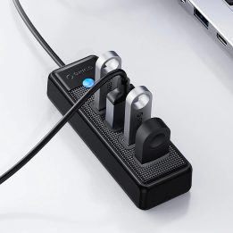USB šakotuvas Orico 4x USB-A 3.0 juodas