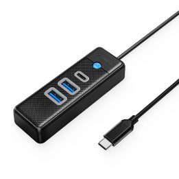 USB-C šakotuvas 2x USB-A 3.0 + 1x USB-C 3.0 juodas