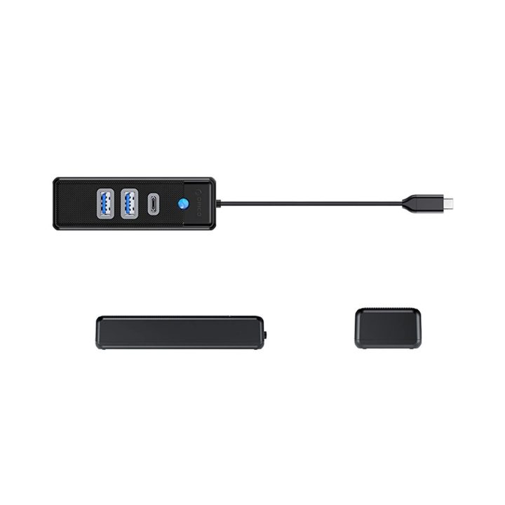 USB-C šakotuvas 2x USB-A 3.0 + 1x USB-C 3.0 juodas