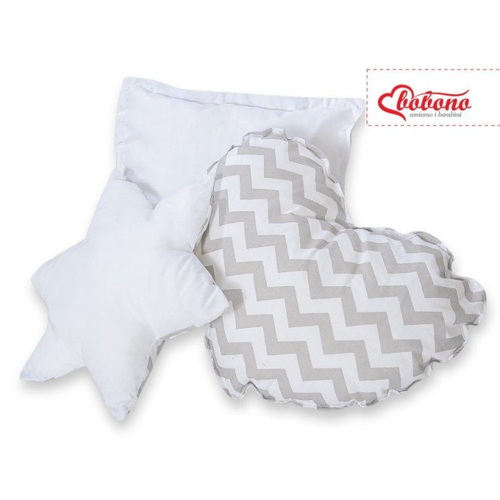 Pagalvių komplektas 3 vnt., pilkas su eglutės raštu