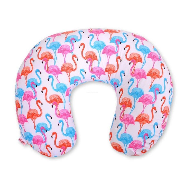 Maitinimo pagalvė žindymui, nuimamas užvalkalas, flamingo