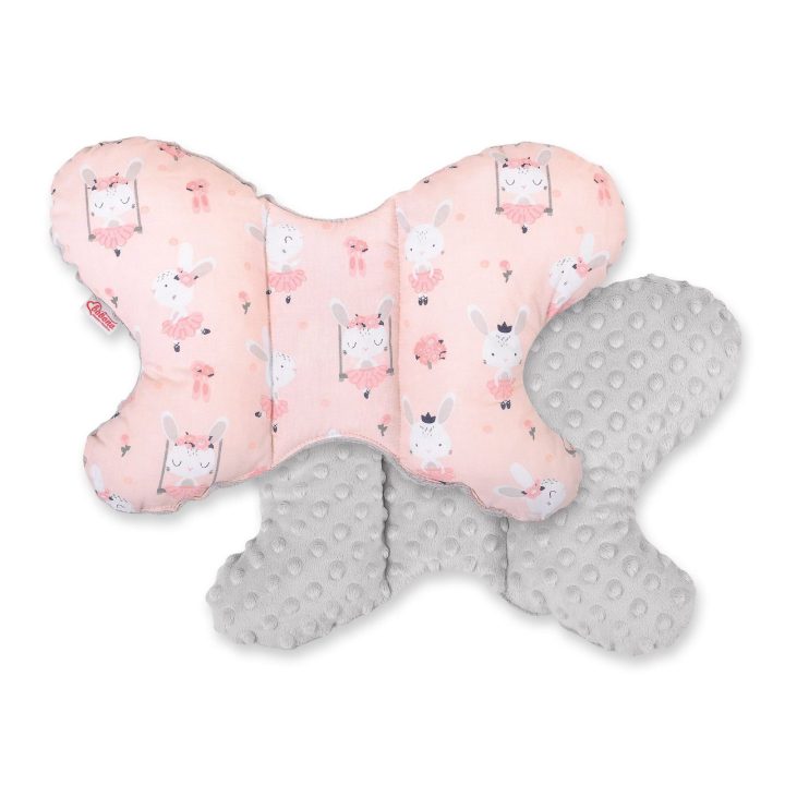 Dviejų pusių amortizuojantis pagalvėlė Butterfly“ – rožinė/pilka