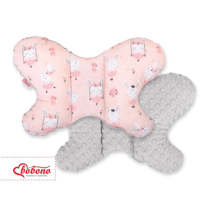 Dviejų pusių amortizuojantis pagalvėlė Butterfly“ – rožinė/pilka
