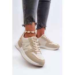 Smėlio spalvos Faux Leather Sneakers Kaimans