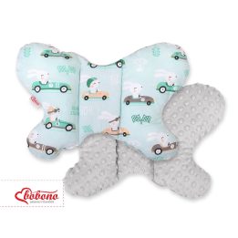 Dvipusė amortizuojanti pagalvėlė BUTTERFLY – triušiai, mėtų/pilka