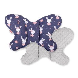 Dviejų pusių amortizuojanti pagalvėlė Butterfly“ – triušiai, tamsiai mėlyna/pilka