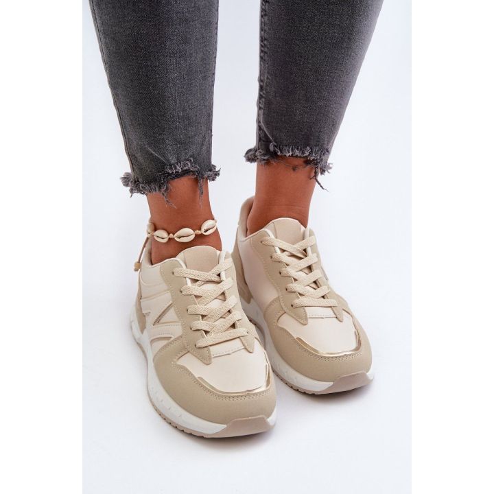 Smėlio spalvos Faux Leather Sneakers Kaimans