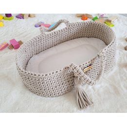Lėlių nešynė boho stiliaus, šviesiai smėlinė, medvilninė
