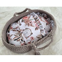 Lėlių nešynė boho stiliaus, medvilninė, mocca spalvos