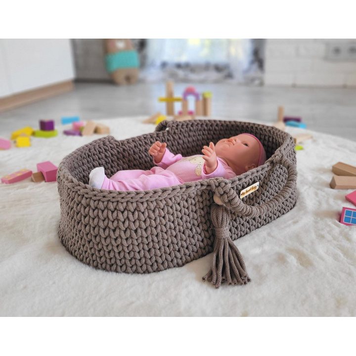 Lėlių nešynė boho stiliaus, medvilninė, mocca spalvos