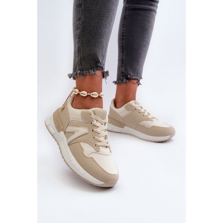 Smėlio spalvos Faux Leather Sneakers Vinelli
