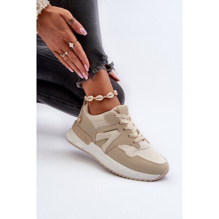 Smėlio spalvos Faux Leather Sneakers Vinelli