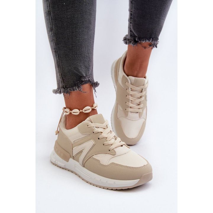 Smėlio spalvos Faux Leather Sneakers Vinelli