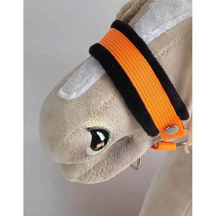 Hobio žirgo kantaras su pavadžiu, juodas/neoninis oranžinis