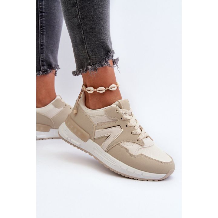 Smėlio spalvos Faux Leather Sneakers Vinelli