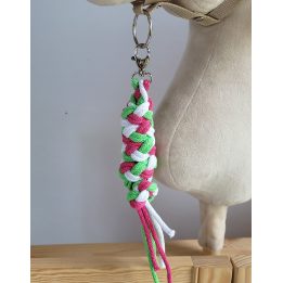 Pavadėlis hobi arkliukui, dvigubas, tamsiai rožinis/šviesiai žalias/baltas