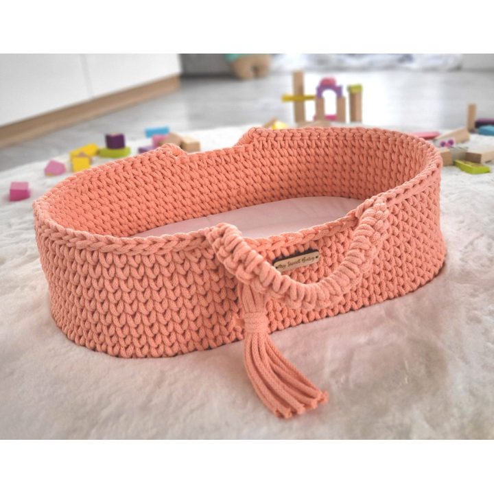 Lėlių nešynė boho stiliaus, medvilninė, persikinė