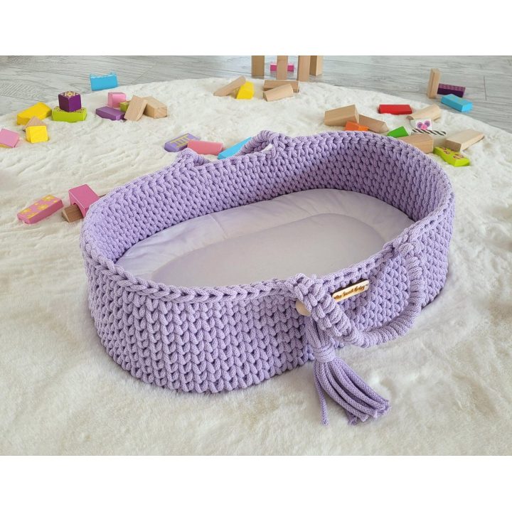 Lėlių nešynė boho stiliaus, medvilninė, violetinė