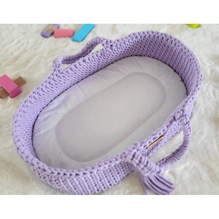 Lėlių nešynė boho stiliaus, medvilninė, violetinė
